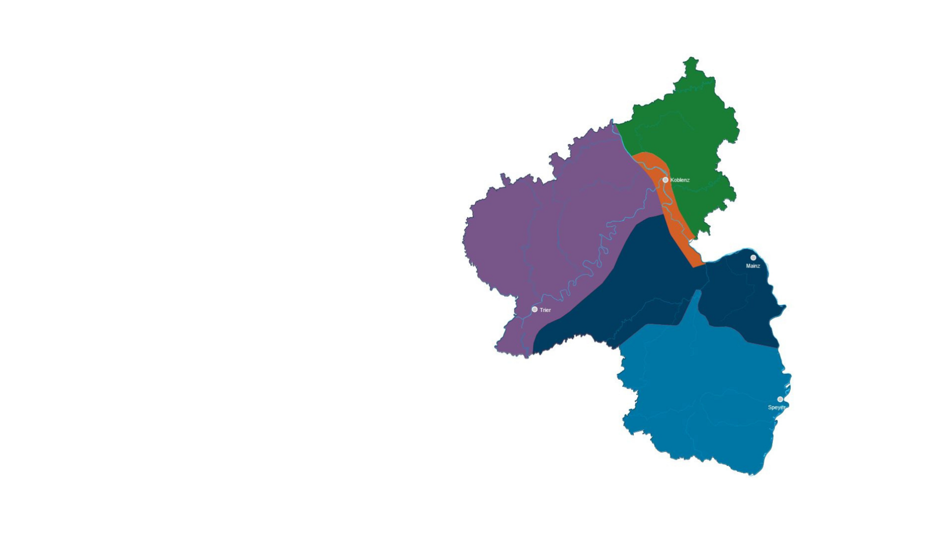 Landkarte Rheinland-Pfalz mit touristischen Regionen