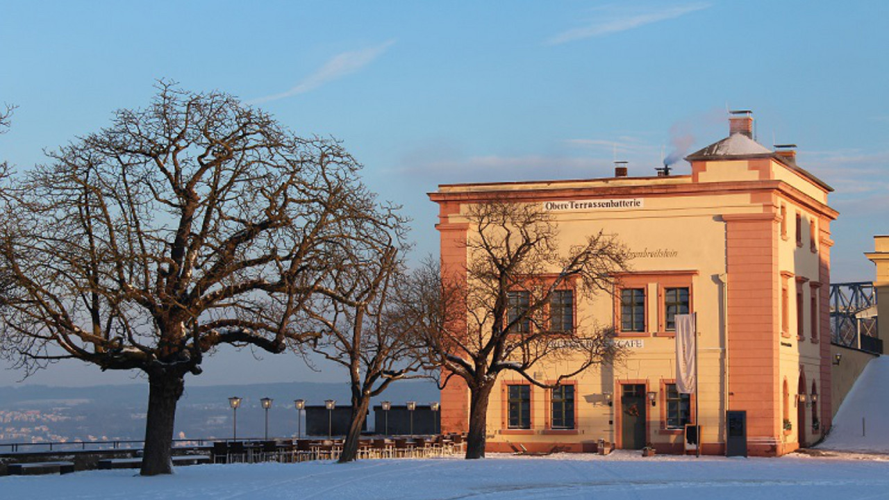 Obere Terrassenbatterie im Schnee