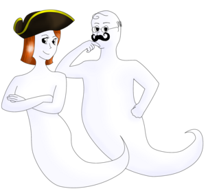 Zwei gezeichnete Geisterfiguren